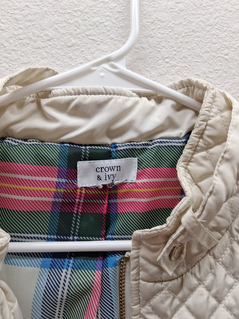 Crown & Ivy Girls' Cream Quilted Jacket